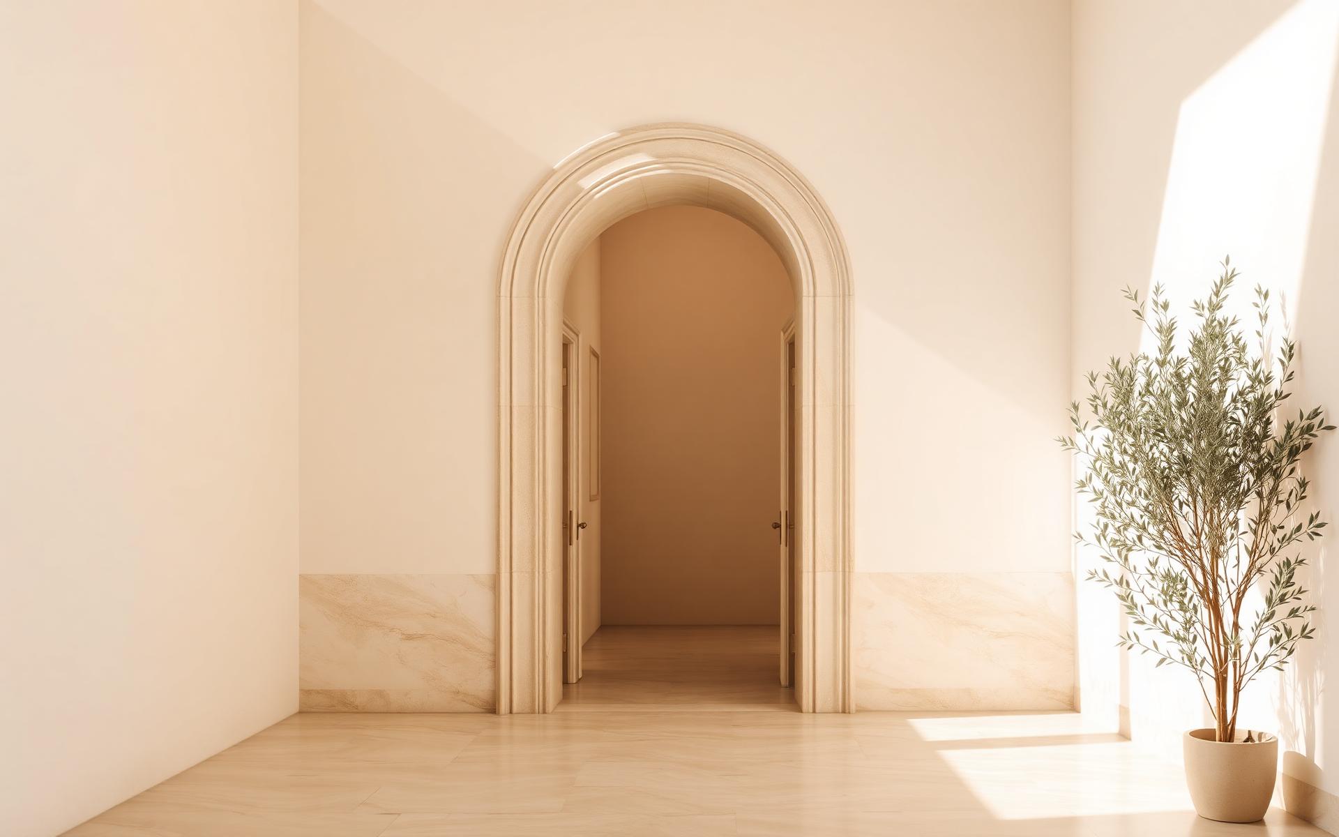 A sunlit gallery archway